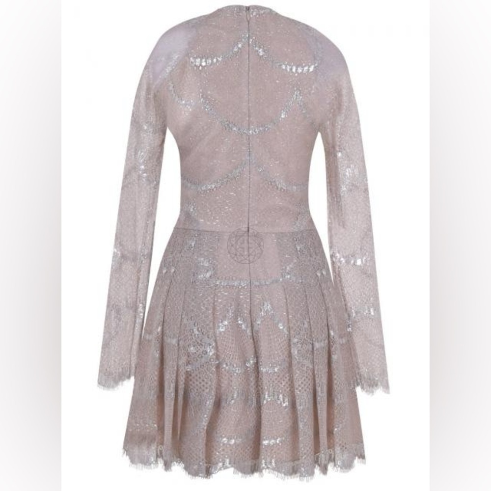Alexis Blush Pink Sequin Lace Long-Sleeve Mini Dress - Picture 4 of 7